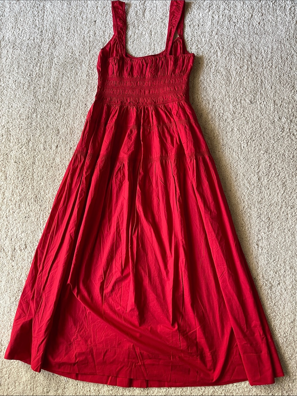 Doen Clover Red Dress Poplin Organic Cotton Tiered Sundress - Picture 9 of 15